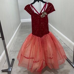 Weissman Burgundy and Coral Kids Dance Costume